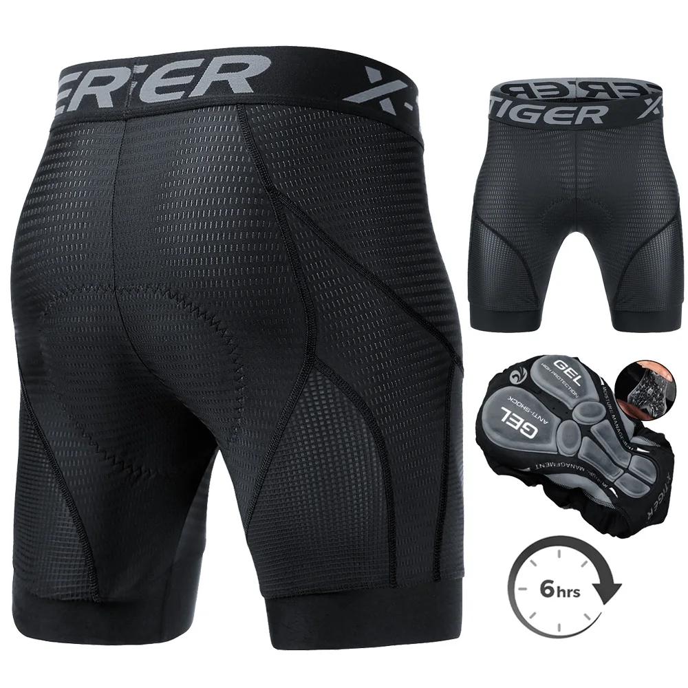 Мужское велосипедное нижнее белье X-TIGER с 5D-падом, спортивные шорты-подкладка для езды на велосипеде, MTB, с противоскользящими манжетами на ногах, велосипедное нижнее белье