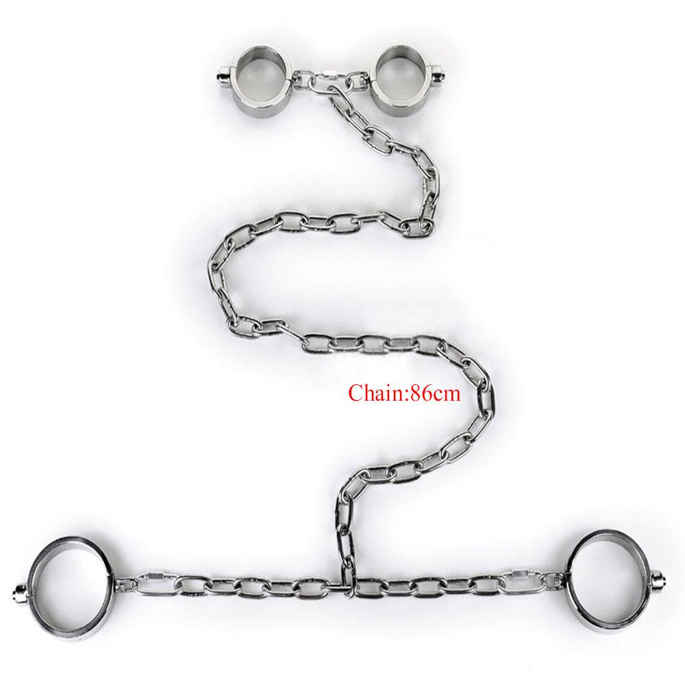 Тяжелые наручники из нержавеющей стали и ножные кандалы, набор, рабский ограничительный комплект, металлический ошейник, съемные наручники, секс-игрушки для пар