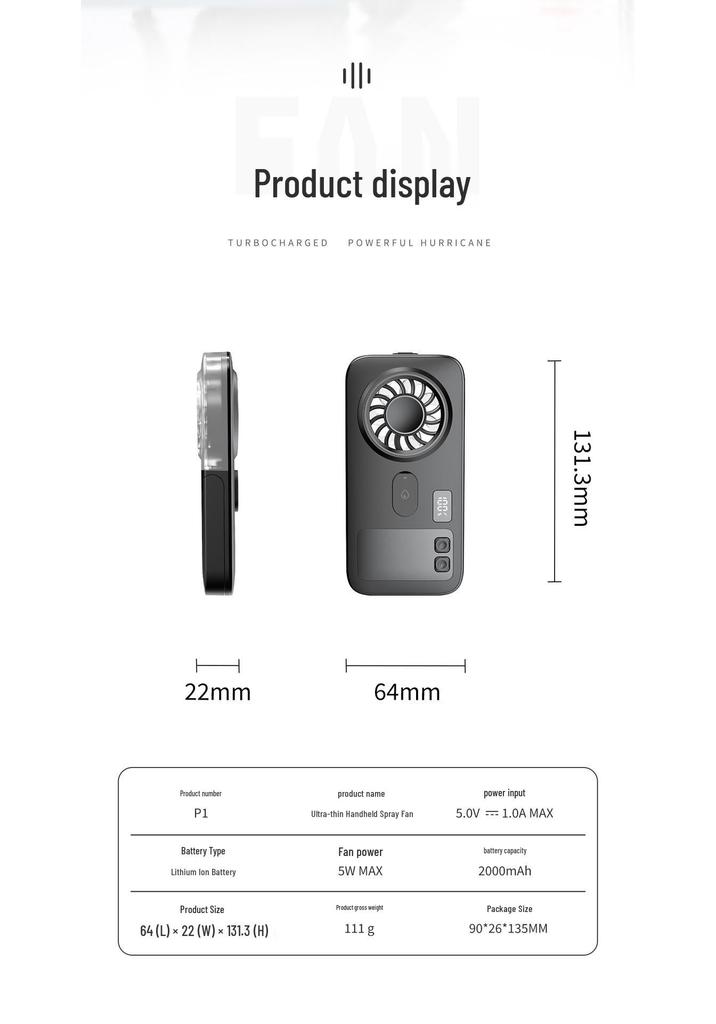2026 Portable USB Spray Fan: Compact Handheld with Digital Display and Outdoor Hydrating Feature