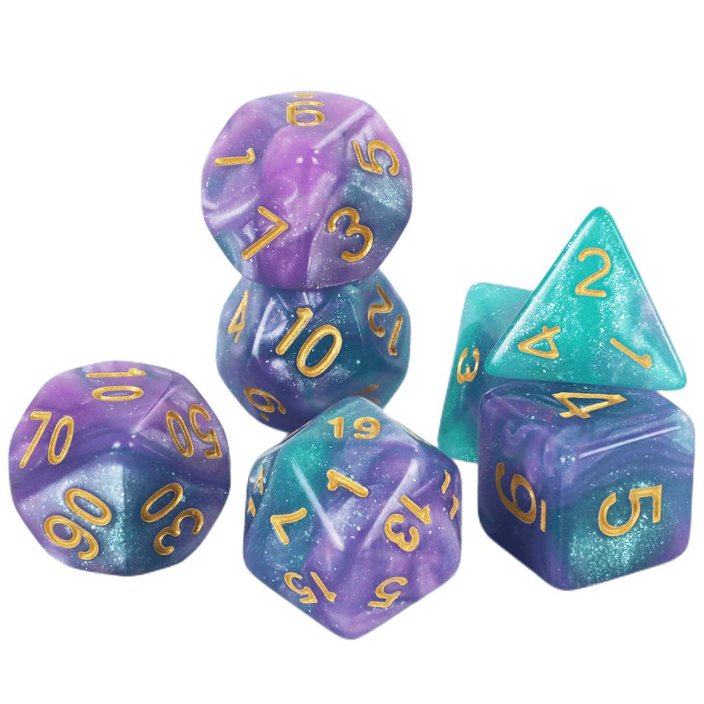 7 шт./набор многогранных D4-D20 блестящих многосторонних акриловых игральных костей для настольной игры DND RPG, аксессуары