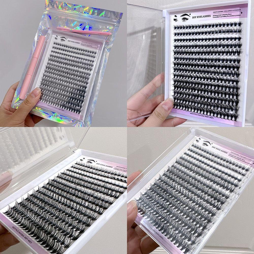 Wispy DIY Lash Extension Kit Natural Look Individual Lashes Kit False Eyelashes for Beginners