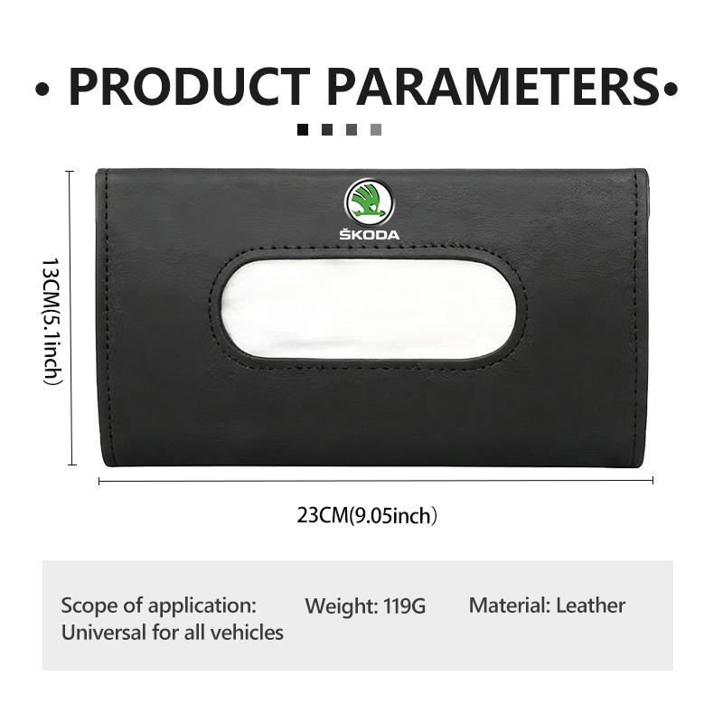 For Skoda Car Sun Visor Tissue Box Hanging Napkin Storage Bag Fabia Kamiq Superb Scala Enyaq-iV MK3 VisionS Yeti BB999