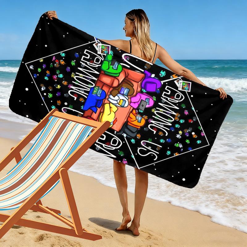 Among Us Print Beach Towel, Large Soft Quick Dry Towel for Beach Camping Swimming