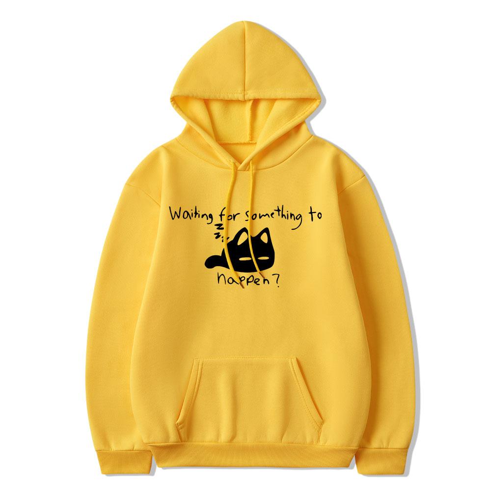 Манга в ожидании чего-то произойдет Омори толстовка с принтом кота забавные толстовки для любителей кошек Harajuku аниме графические толстовки унисекс