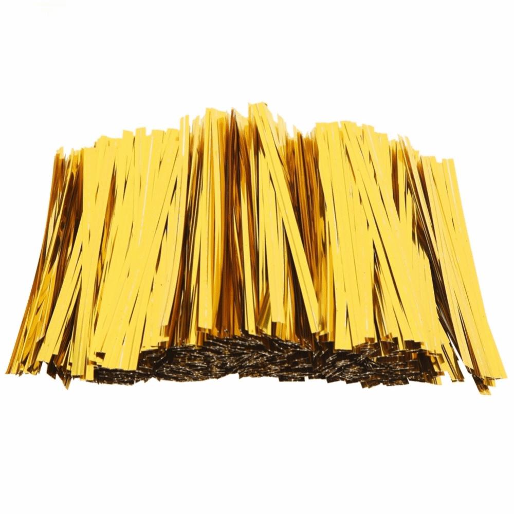 3200pcs Cake Bag 10cm Length PET Twist Ties Metallic Material Reusable Ties Bag Twist Ties Bakery Twist Tie Candy Packaging