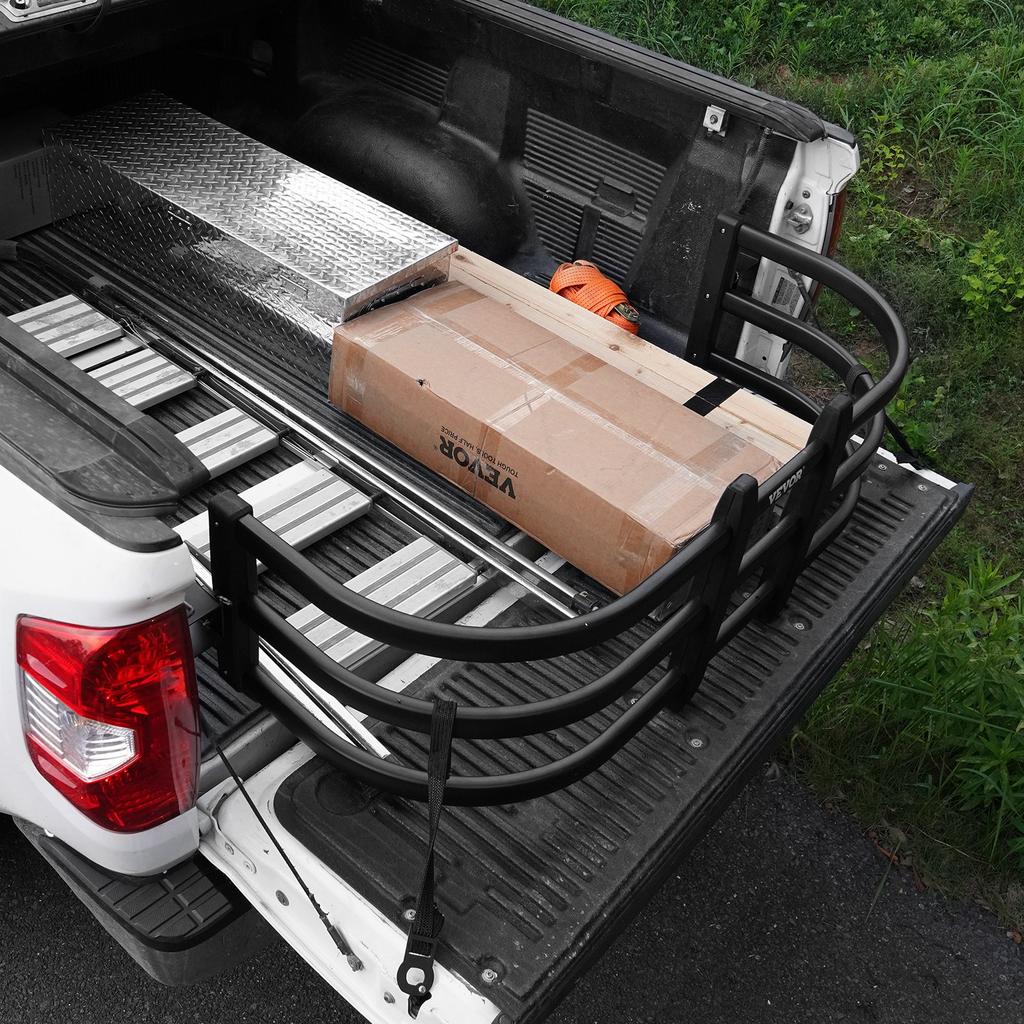 VEVOR Truck Bed Extender, Aluminum Retractable Tailgate Extender, 141-173 cm, Fits for Ford Super Duty, F150, Dodge Ram 1500/2500/3500, Toyota Tundra