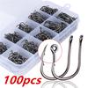 100Pcs/box High Quality Stainless Steel Carp Fishing Bait Sharpened Fish Hooks 10 Sizes Can Choose