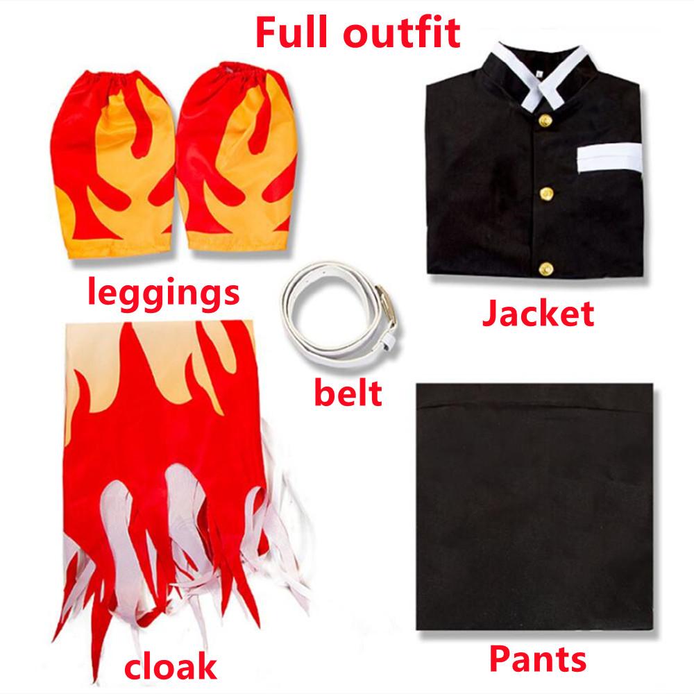 Anime Demon Slayer Kimetsu No Yaiba Rengoku Kyoujurou Cosplay Kimono Costume Uniform Clothing for Halloween and Christmas