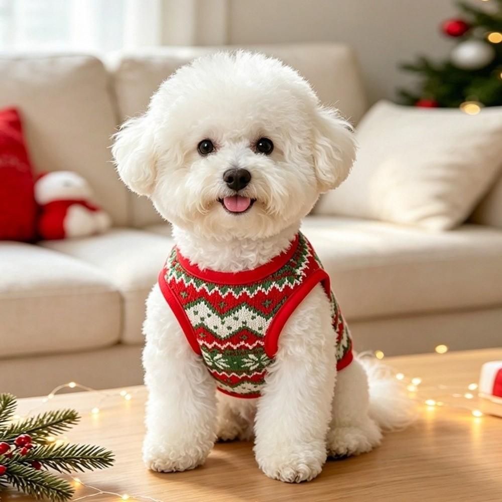 3D Bear Design Christmas Pet Knitted Vest Thickened Warm Dog Vest Jacket Winter Dog Coat Cat Dog