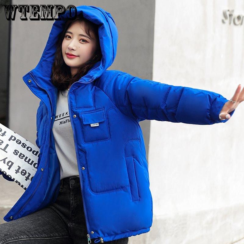 Short Cotton Jackets for Women Autumn Winter Large Size Loose Hooded Coats Female Solid Color Casual Warm Coats