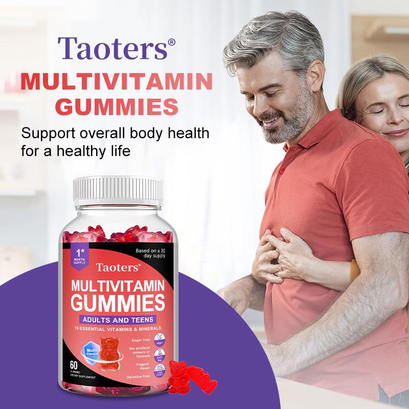 Multivitamin Gummies for Adults & Teens, 16 Essential Vitamins & Minerals, Vegan Gluten‑Free GMO‑Free, 60 Gummies