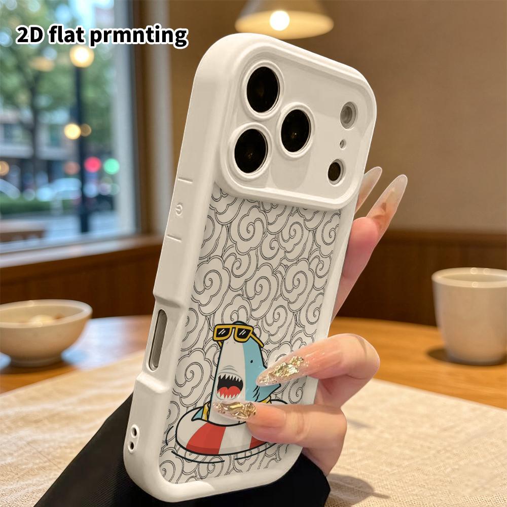 Phone case: 2D flat design suitable for iPhone 18 17 16 15 14 13 Pro tiered protective case, shark style, Christmas and Halloween gift