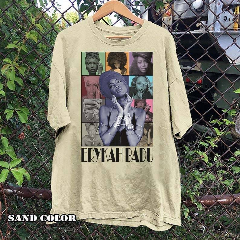 Erykah Badu Graphic tour 2023 shirt sand short sleeve T shirt reprint