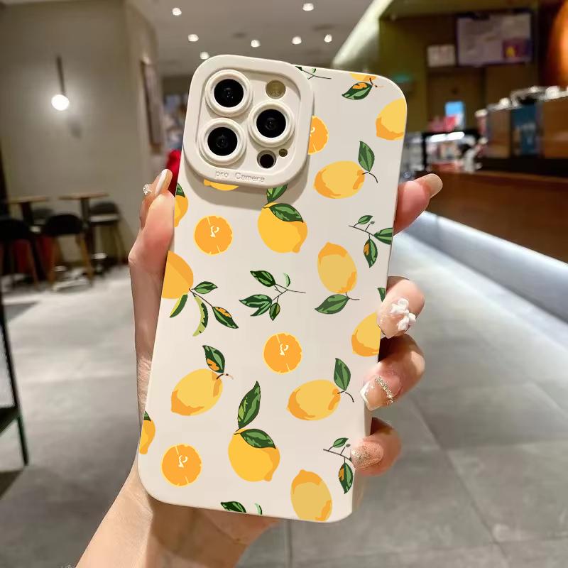 Милый Креативный Чехол для Телефона с Рисунком Фруктов и Лимонов для iPhone 16 12 13 Mini 11 14 15 Pro Max X XS XR 7 8 Plus SE2 Мягкий Силиконовый Чехол
