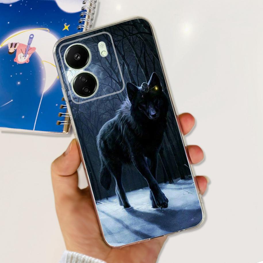 For Xiaomi POCO C65 Case Transparent Silicone Soft TPU Phone Cover For Xiaomi Mi Poco C65 Protective Bumper PocoC65 Flower Funda