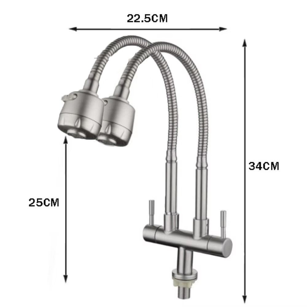 360° Rotate Kitchen Water Faucet 2-in-1 Flexible Faucet Double Head Sink Tap  Sink Installation