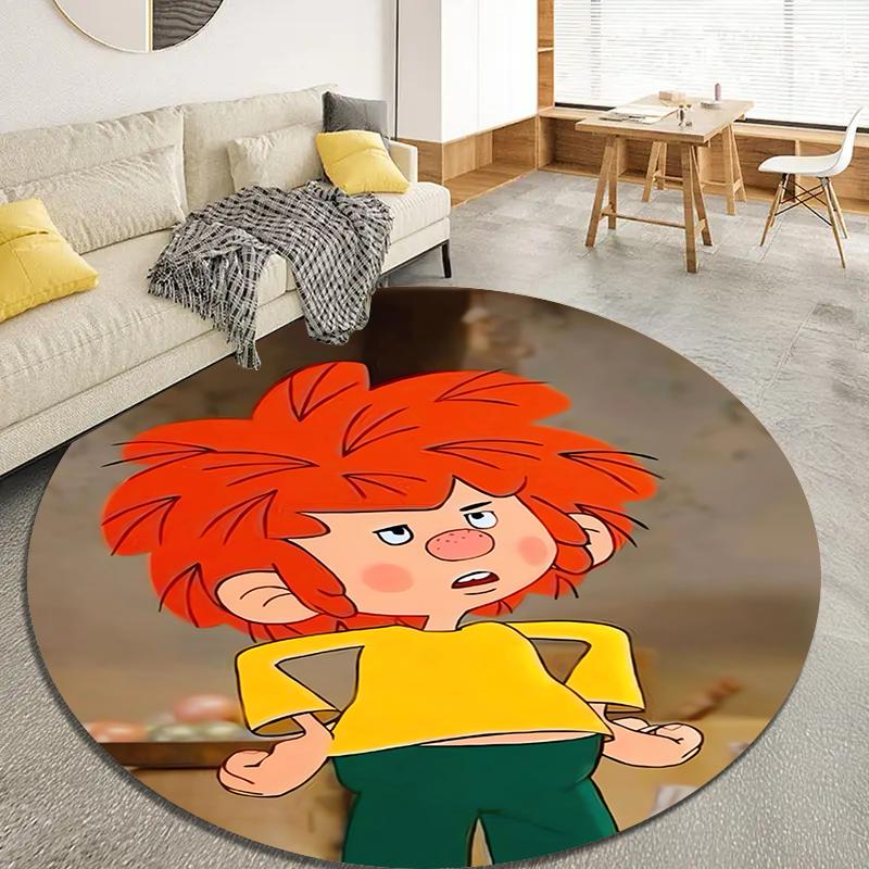 Meister Eder Und Sein Pumuckl Cartoon Round Area Rug,Carpet Rug for Living Room Bedroom Sofa Playroom Decor,Non-slip Floor Mat Q0025