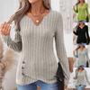 2025 Новые Осенне-Зимние Модные Женские Вязаные Топы с V-образным вырезом и Длинным Рукавом для Женщин