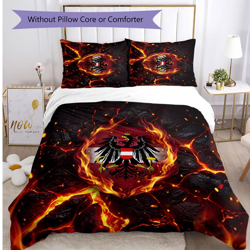 Austria Football Printed Bedding 3 Piece Set Cozy Breathable Bed Cover Set as Housewarming Holiday Gift