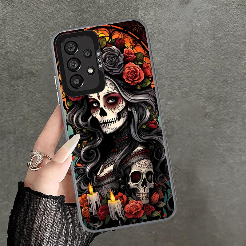 Catrina Beautiful Rose Girl Skull Soft Phone Case for Samsung A17 A16 A15 A14 A13 A57 A56 A55 A54 A53 A37 A36 A35 A34 A33 A26 A2