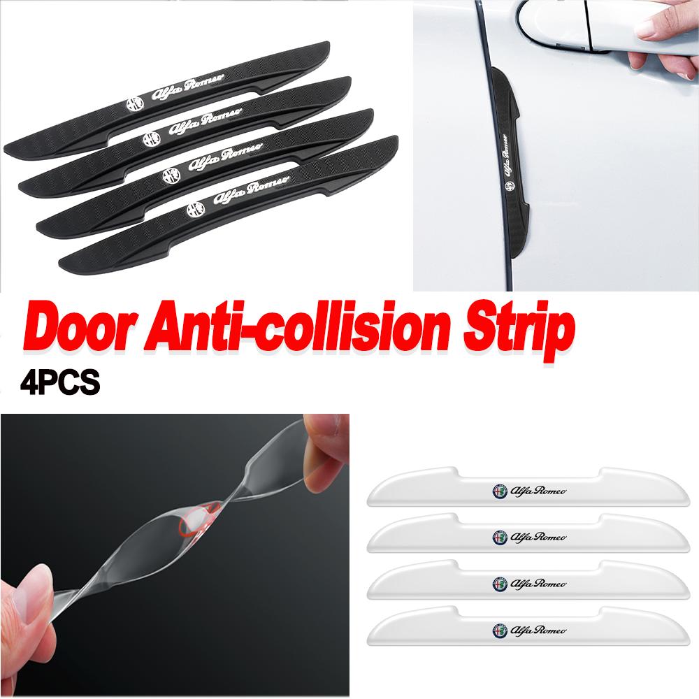4PCS RUBBER Car Bumper Anti-collision Strips Door Protector Sticker Auto Accessorie For Alfa Romeo Stelvio Sportiva GT 147 156TM6 