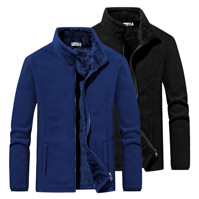 Мужская флисовая куртка Plus Velvet Thicken Stand Collar - Теплый свободный флисовый кардиган для осени и зимы