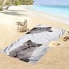 Gray Cat Pattern Beach Towel Beach Towel Quick-drying for Travel Outdoor Sports Jogging Beach and Swimming