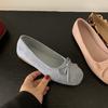 French Gentle Bow Blue Small Single Shoes Flat Ballet Shoes Early Spring New Soft-soled Shallow Mouth Women's Shoes Ladyshoes