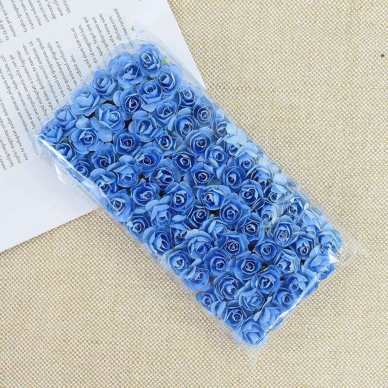 144/288pcs 2cm Mini Paper Rose Artificial Flowers Bouquet For Wedding Home Decoration DIY Scrapbooking Crafts Fake Plants Wreath
