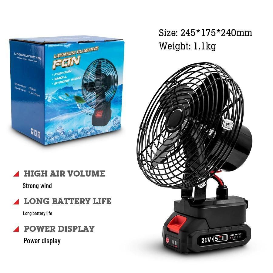 High Wind Portable Rechargeable Electric Fan with Large-Capacity Lithium Battery for Household and Outdoor Camping