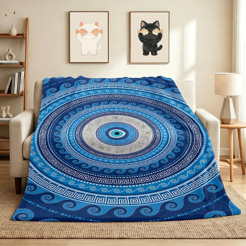 Blue Mandala Flannel Blanket Throw Blanket Soft Warm Sofa Bed Camping Car home Decor Unique Christmas Gift C930963