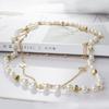 Multilayer Pearl Rose Necklace Girls Simple Fashion Alloy Sweater Chain Women Temperament Golden Long Necklace Elegant Jewelry