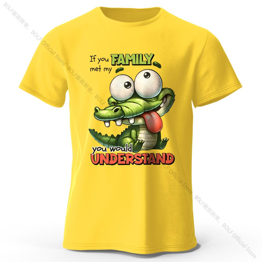 Cartoon Alligator Print 100 Cotton TShirt Soft Breathable Round Neck Short Sleeve Tee Unisex Fun Quirky Style