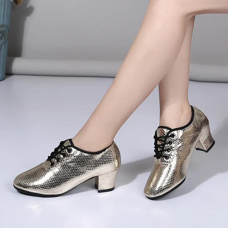 Туфли из змеиной кожи для латиноамериканских танцев для женщин, каблуки, мягкая подошва, обувь для современных бальных танцев сальсы, женская обувь для джаза и танго