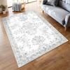 HAOCOO Tatami Memory Floral Light Gray Rug, 1.5 Mats, Washable, 120x160cm, Persian-Style Rug, All-Season, Non-Slip, Foam, Soundproof, Lightweight,