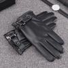 Cycling Solid Color PU Leather  Gloves Plus Plush Korean Style Mittens Men Gloves