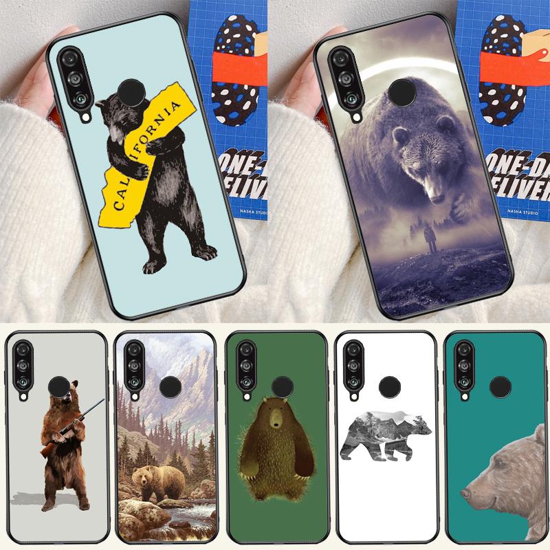 Cartoon Grizzly Bear For Huawei P20 P30 P40 Lite P60 Pro Nova 12i 11i 8i 12s 9 10 SE Y90 Y60 Y70 Y72 Y61 Y91 Case