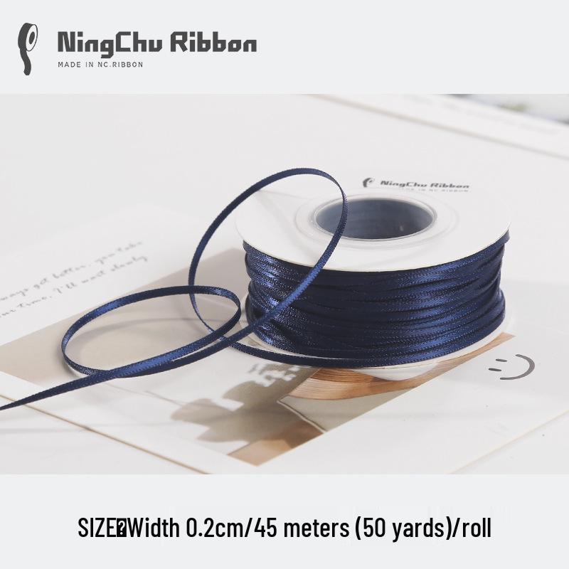 Двусторонняя атласная лента 2 мм для закладки, свадебных бантов и подарочной упаковки