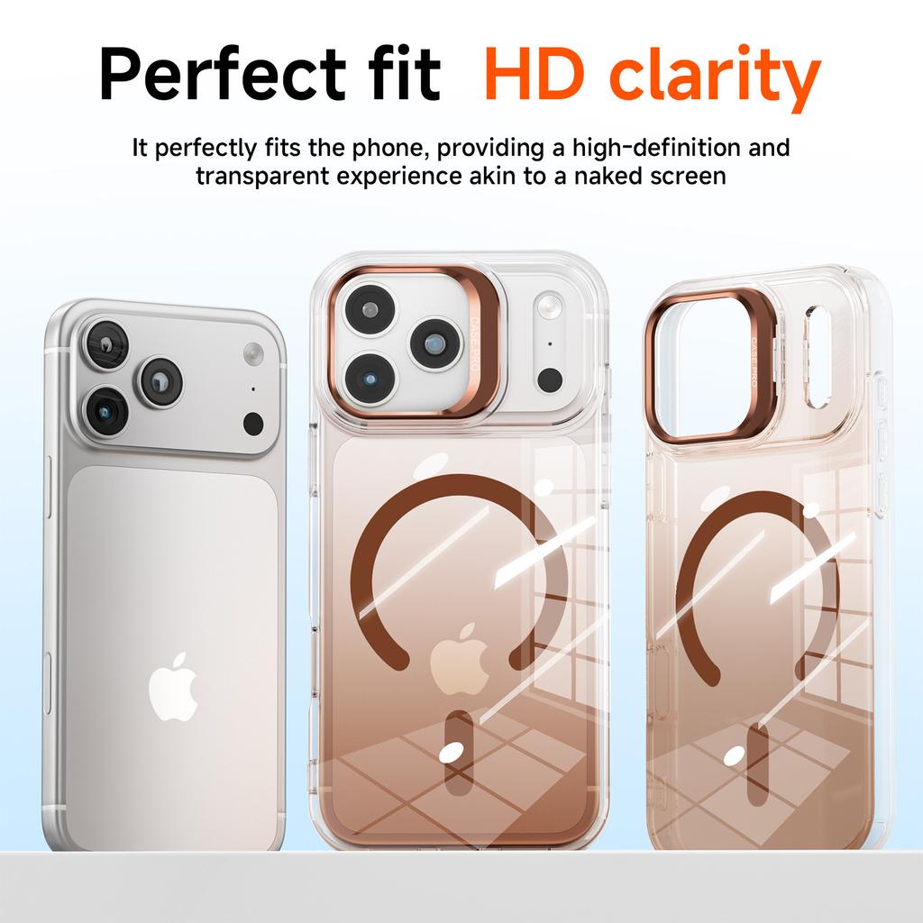 Applicable to 16 gradient girly phone case iPhone 17 pro bracket transparent magnetic phone case