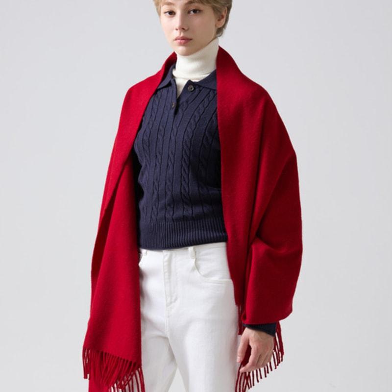 ABRAHAM MOON Merino Wool Shawl 70cm - Scarlet