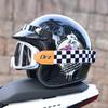 Ретро 3/4 Открытый Шлем с Очками Комплект DOT Сертифицированный Мотоциклетный Полушлем Удобный Городской Комьют Защитное Снаряжение