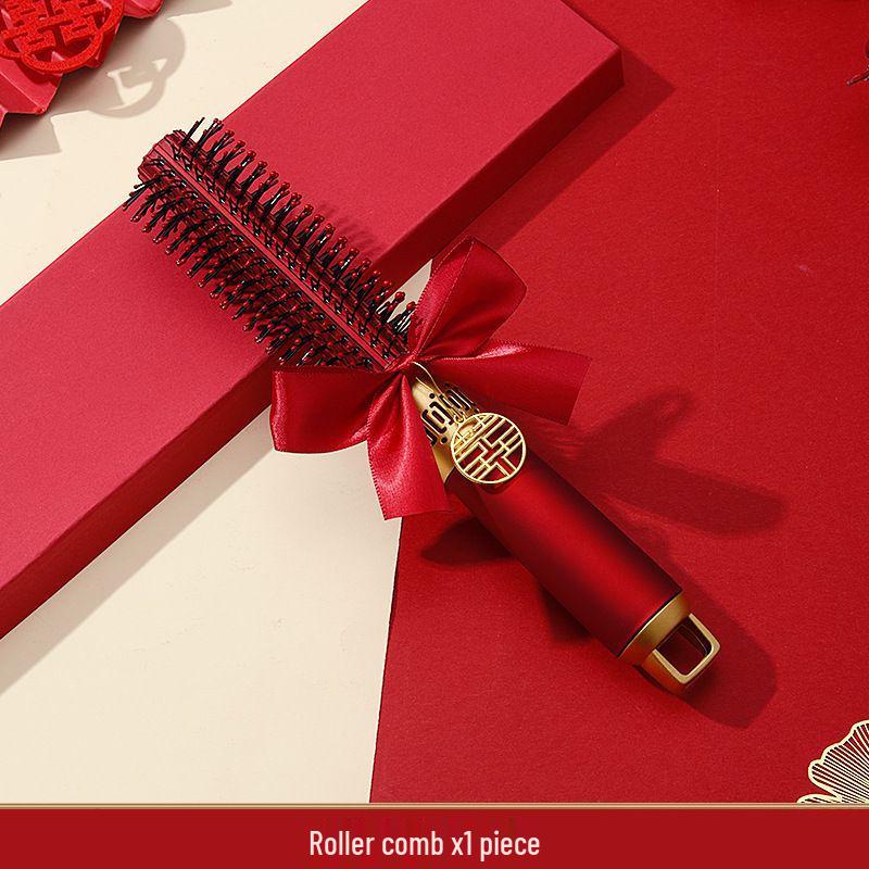 Приданое китайской невесты: Красный набор расчесок с воздушной подушкой - Пушистая воздушная подушка, Одна пара с подарочной коробкой для свадеб