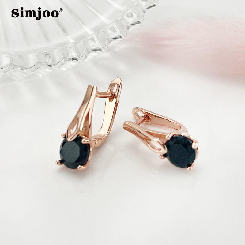 SIMJOO Стильные романтические серьги с черным цирконом
