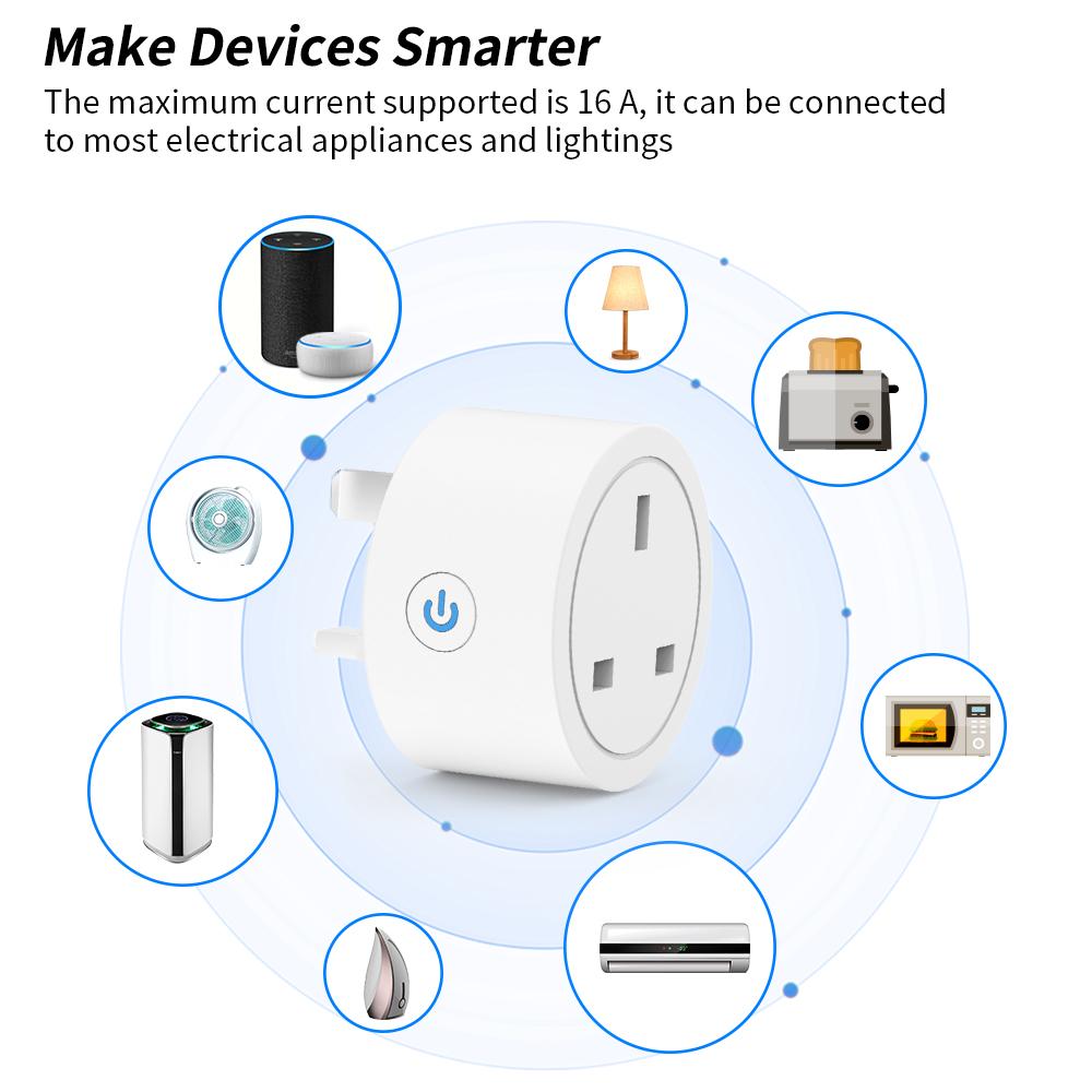 Germa UK 10a Plug Wi-Fi Розетка синхронизации Умный дом Розетка Монитор мощности Приложение Tuya Smart Life работает с Aleax Google Home