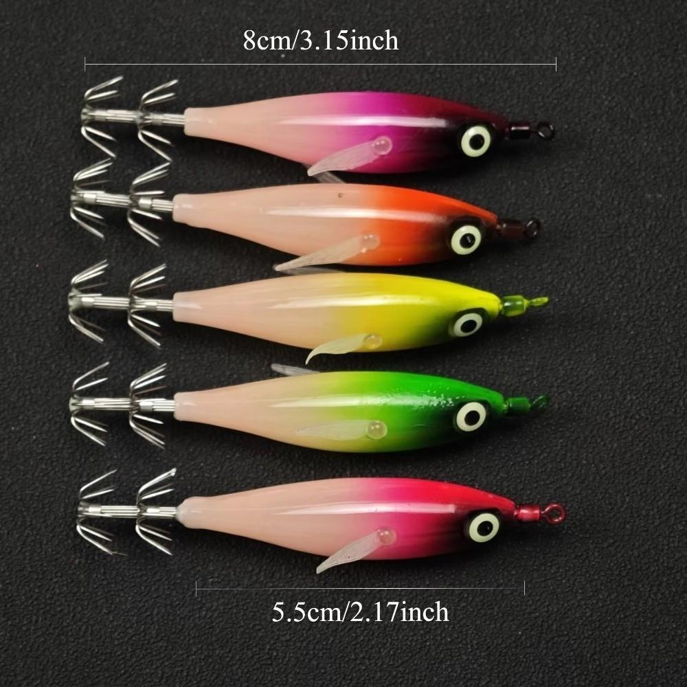 5pcs 5pcs Set Squid Jig Set 5cm Size Egi Fishing Bait Set Saltwater Fishing Lure For Octopus