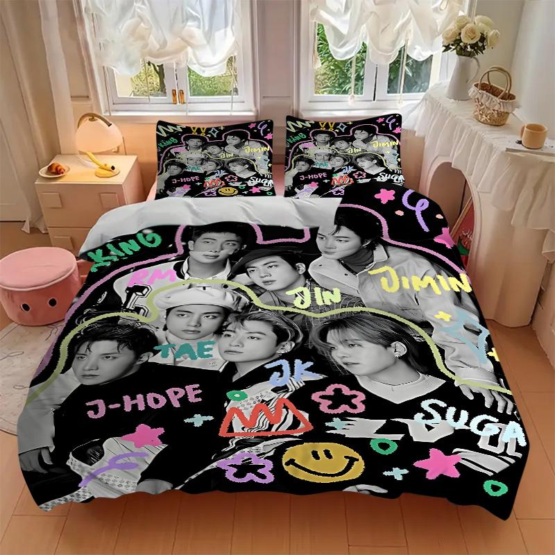 3Pcs Kpop Stars Collage Bedding Sets For All Sizes New 3D Printed Bed Cover Comforter Duvet Cover Pillowcase Bedroom Decoration