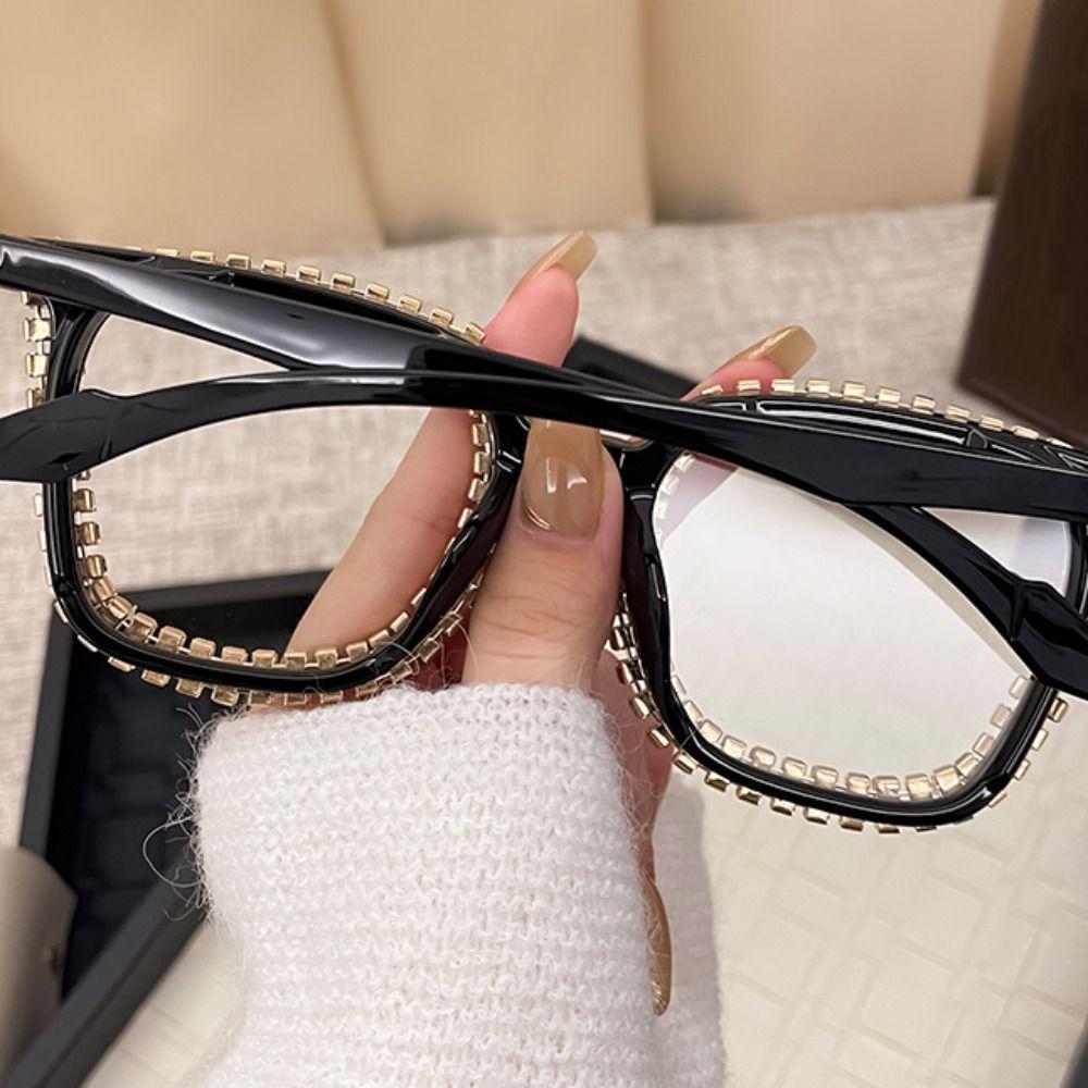 Fashion Rhinestone Sunglasses INS Women Spectacles Large Frame Eyewear Outdoor Activities