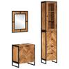 3 Piece Bathroom Furniture Set Iron and Solid Acacia Wood