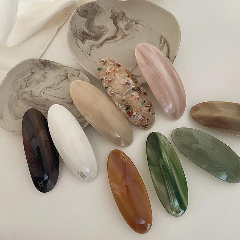 Корейская заколка для волос с уксусной кислотой, пружинная заколка для девочек, французская большая шпилька, головной убор, глянцевая эллиптическая дуга, шпилька, аксессуары для волос