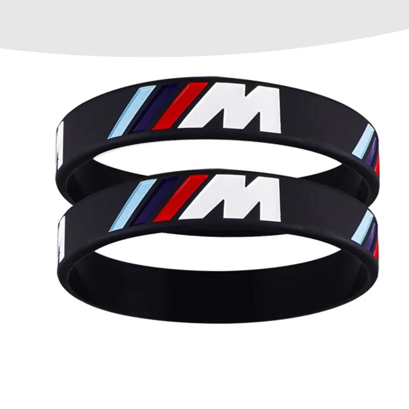 For BMW E46 E90 E60 F30 F10 E39 E36 F20 G20 G30 E92 1/2Pcs Rubber Stretch Wristbands Sports Bracelet Accessories Car Sticker CJ3